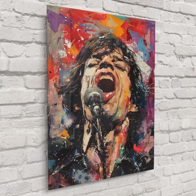 Mick Jagger Singing Portrait – Vintage Rock 'n' Roll Wall Art