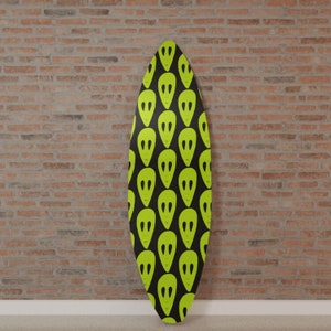 Surfboard Wall Art Printed on Glass (Acrylic): We Come in Peace