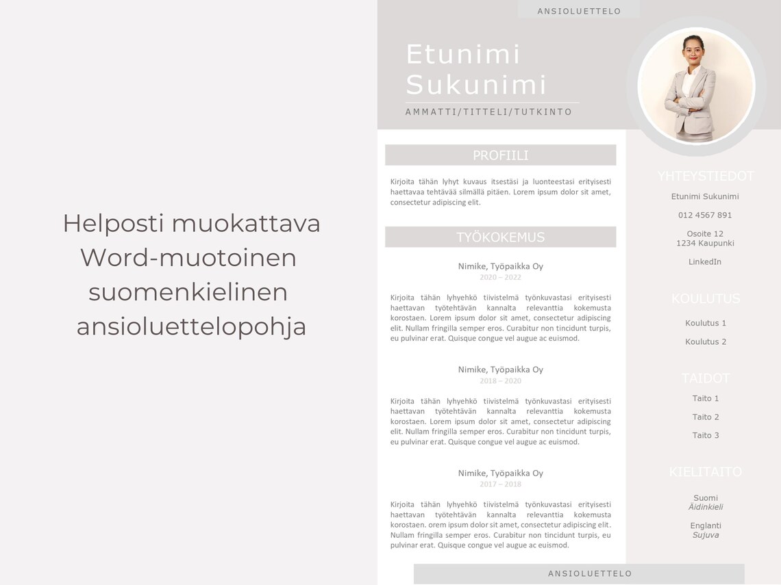 Ansioluettelo Malli CV Malli Hakemuskirje Resume Mallipohja Etsy Ansioluettelo Malli CV Malli Hakemuskirje Resume Mallipohja Etsy