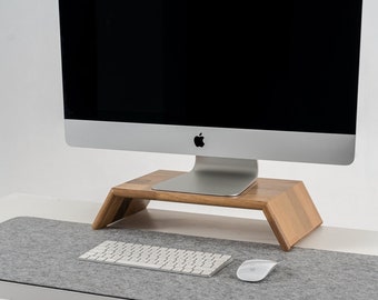 Riser pour pied d'écran, support d'écran en bois, support d'écran pour ordinateur avec support iMac, contremarche pour un écran, bureau à domicile, cadeau pour lui