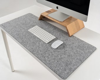 Felt and Leather Double Sided Desk Mat - 15"x35", Desk Blotter Pad, Desk Cover Mat, Gaming Desk Pad, Extra Large Desk Pad, Office Desk Mat