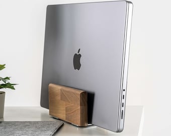 Handcrafted Vertical Wooden Laptop Stand, Ergonomic Laptop Stand, Wooden Laptop Holder, Laptop Dock, Laptop Stand For Home Office