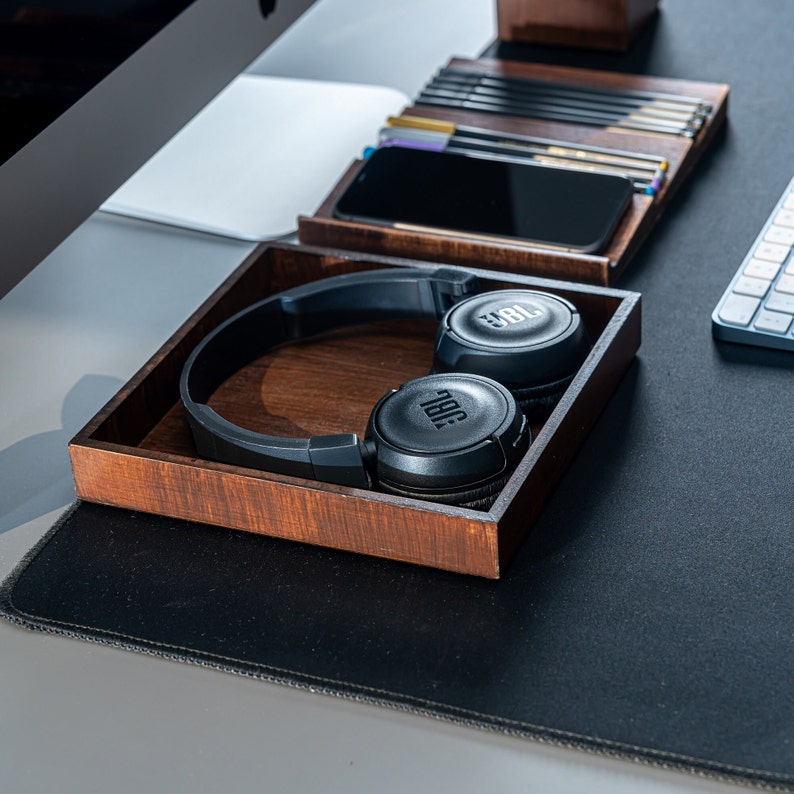 Wooden Catchall Tray Organizer, Wooden Desk Tray, Valet Tray, Office Tray, Jewelry Tray, Watch Tray, Office Desk Organizer, Catch All Tray image 2