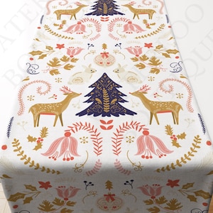 Scandinavian Christmas Table Runner: Folk Art Reindeer Decor