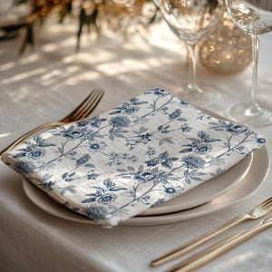 Französische Servietten Vintage Blaue Servietten Toile Hochzeit Servietten Vintage Floral Wohndekor Servietten Blaue Hochzeit Toile