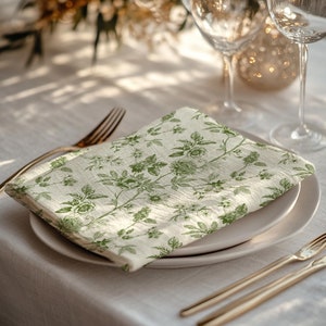 Französische Land Servietten Toile Servietten Vintage Floral Home Decor Grüne Blumen Toile Servietten Hochzeit Servietten Baby Shower Frankreich Cottage Decor