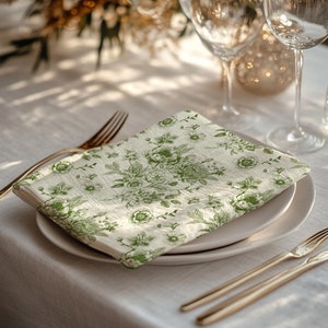 Französische Landservietten Toile Servietten Grüne Stoffservietten Blumen-Servietten Babyparty-Servietten Brautparty-Servietten Elegante Hochzeit-Servietten