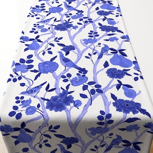 Blue Chinoiserie Table Runner Chinoiserie Decor Chinoiserie Home Decor Chinoiserie Table Decor Chinoiserie Centerpiece Floral Table Runner