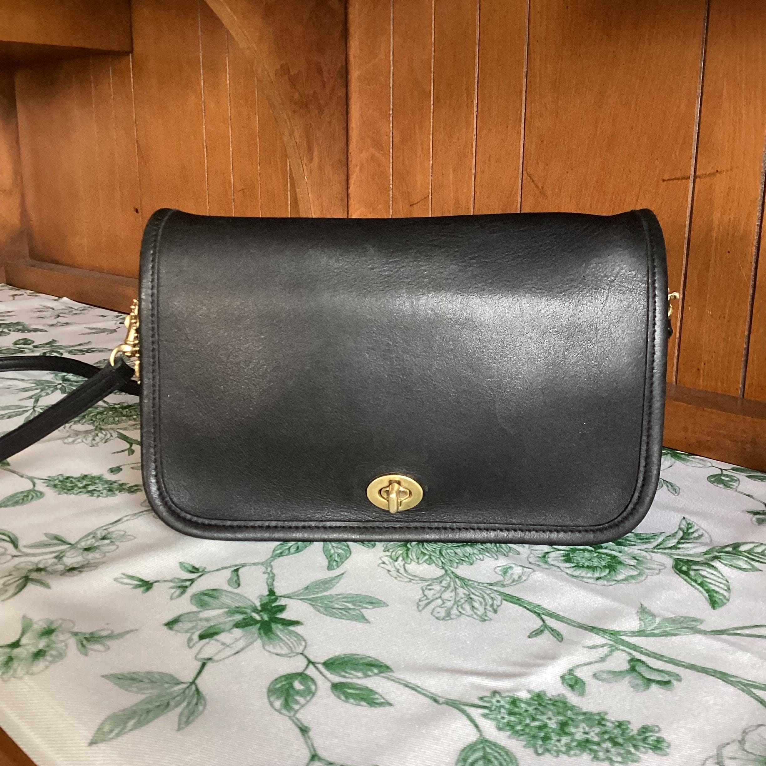 Vintage Coach Pocket Bag, Black Glove-tanned Leather Crossbody