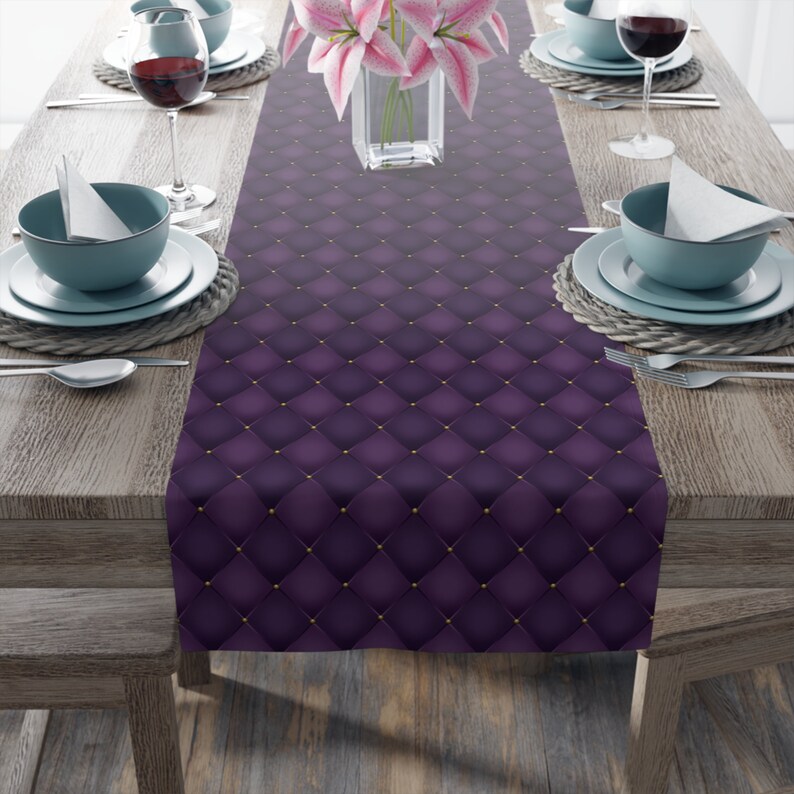Purple Table Runner Purple Decor Autumn Home Decor Fall Table Etsy