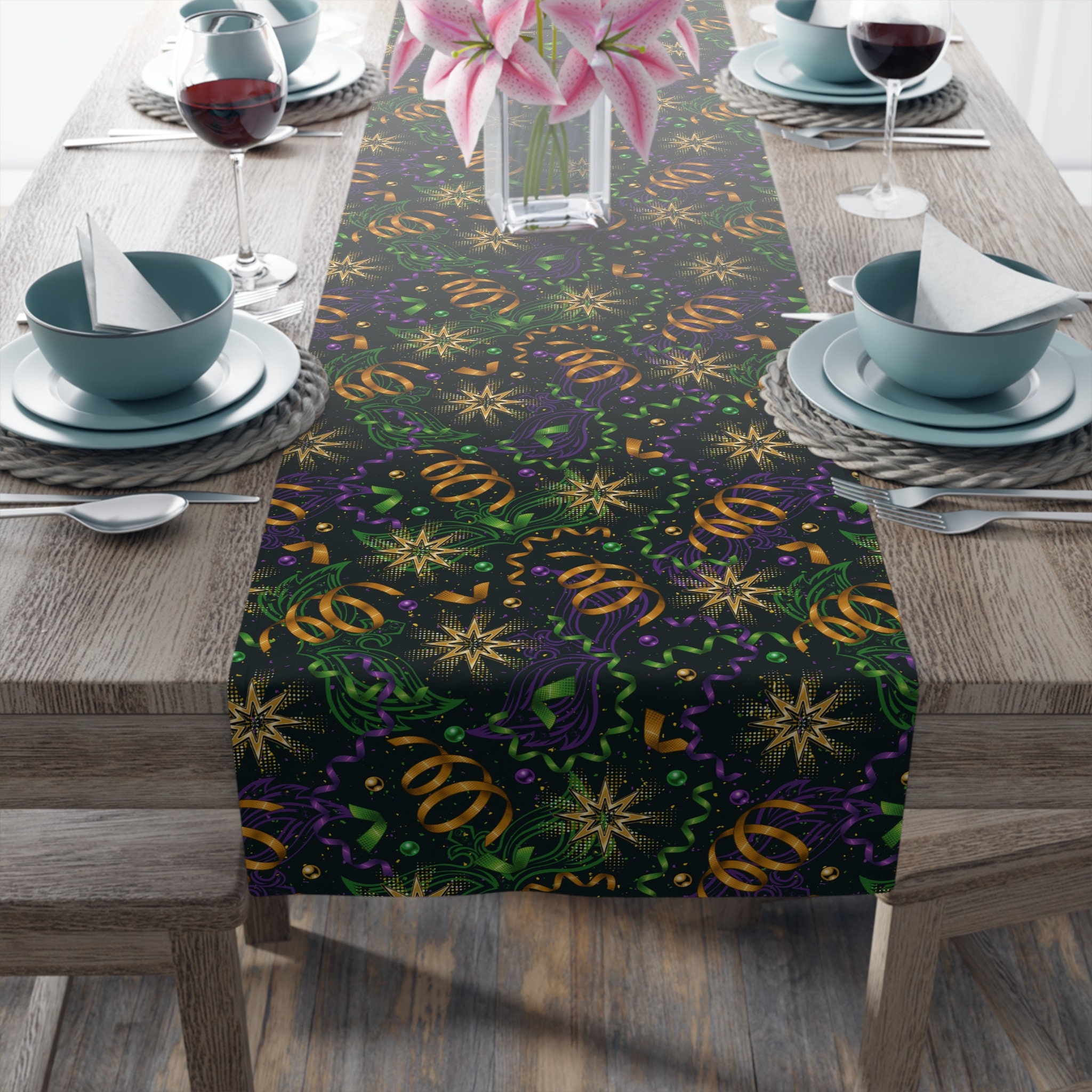Mardi Gras Alligator Quilted Table Runner GFTOAB3745 main image 1