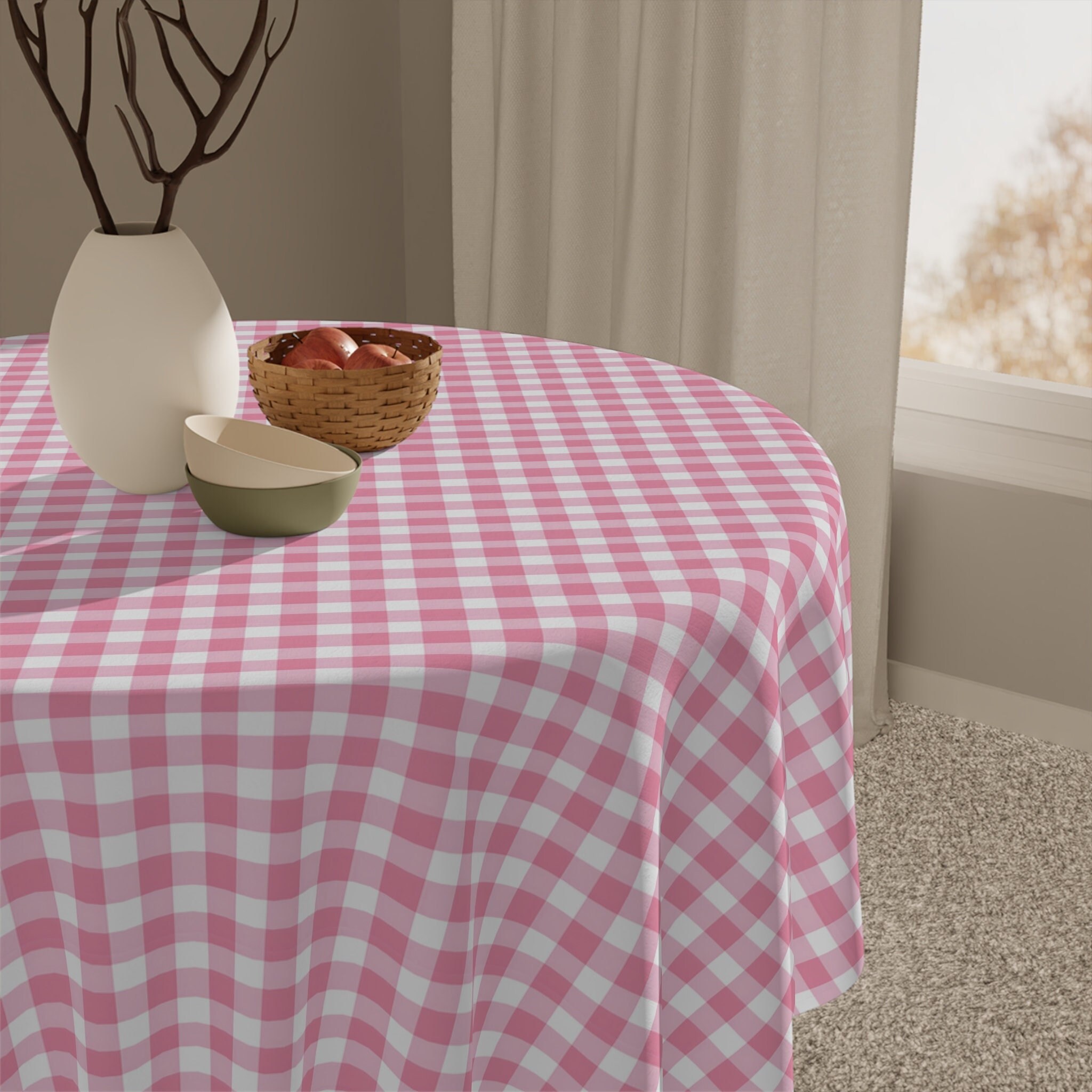 Pink Tablecloth Pattern Pink Gingham Tablecloth: 55