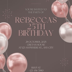 Pink Minimalist Birthday Party Invitation