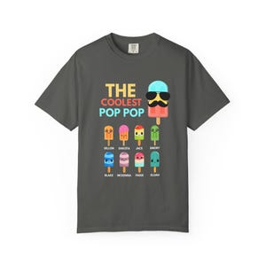 孫の名前が入ったクールなポップポップシャツ、パーソナライズされたポップポップTシャツ、父の日ギフト、カスタム祖父母シャツ、おじいちゃんへのギフト