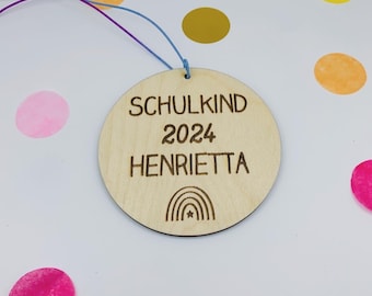 Einschulung Holzanhänger Namen Schultüte personalisiert Schulkind 2024