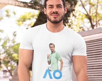 Australian Open Tennis Tournament 2023 T-Shirt, Medvedev Design, Tennis Lovers Gifts, Unisex Heavy Cotton Tee, Gifts For Her, Gifts For Him