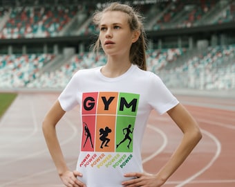 Maglietta Gym Power - Regali sportivi per lei - Magliette sportive colorate per donna - Magliette sportive per l'allenamento