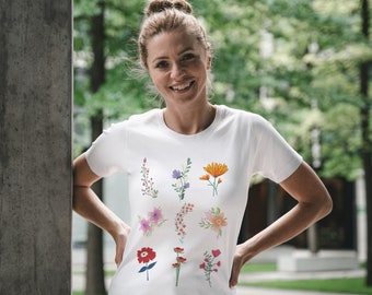 Colorful Flowers T Shirt, Gifts for Her, Various Flowers Tee, Gifts for Flower Lovers, Funny Design Gifts, Feeling Good and Motivation Tee