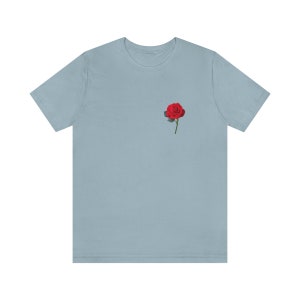 Pocket Design Red Rose T Shirt, Gifts for Her, Real Red Rose Tee, Gifts for Flower Lovers, Funny Design Gifts image 5