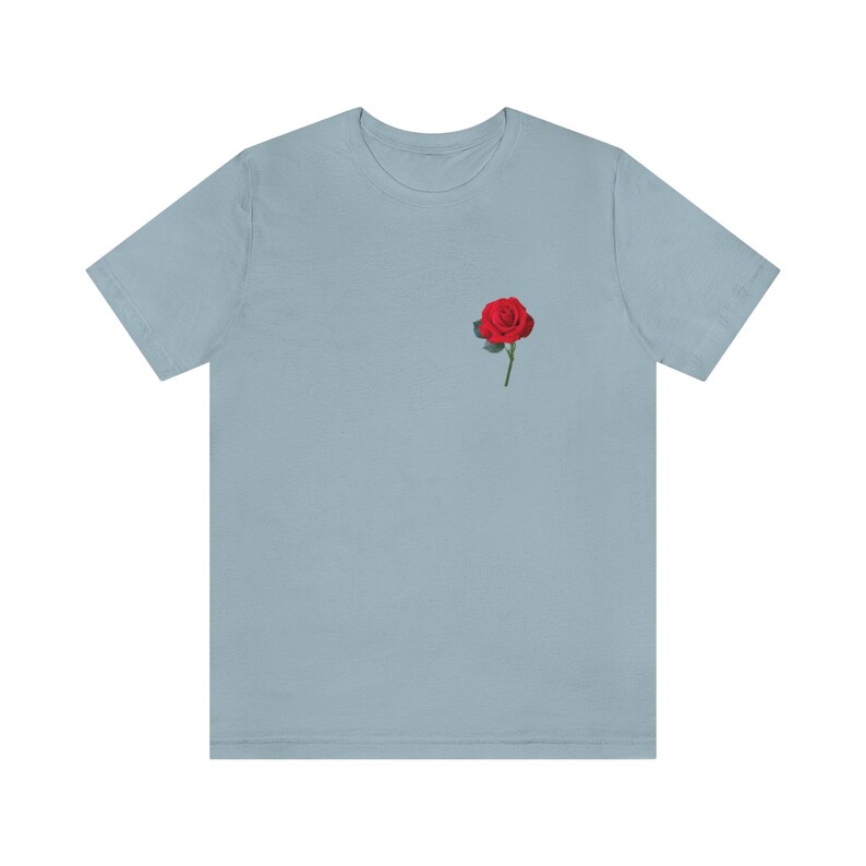 Pocket Design Red Rose T Shirt, Gifts for Her, Real Red Rose Tee, Gifts for Flower Lovers, Funny Design Gifts image 5