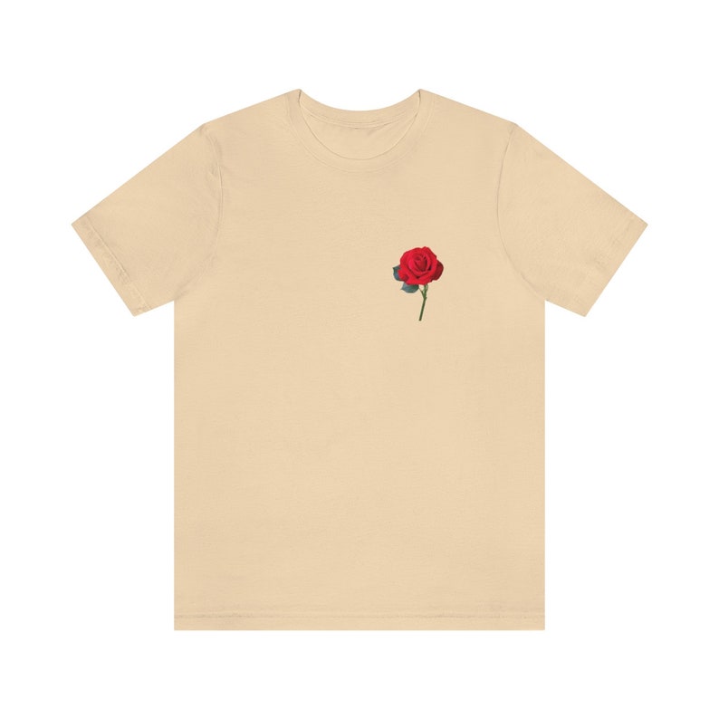 Pocket Design Red Rose T Shirt, Gifts for Her, Real Red Rose Tee, Gifts for Flower Lovers, Funny Design Gifts image 2