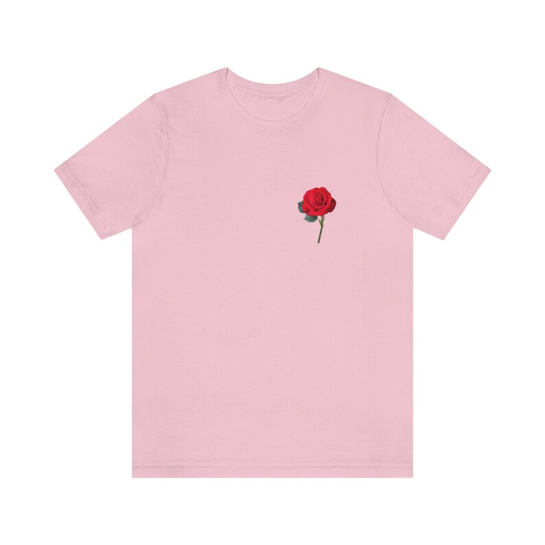 Pocket Design Red Rose T Shirt, Gifts for Her, Real Red Rose Tee, Gifts for Flower Lovers, Funny Design Gifts image 4