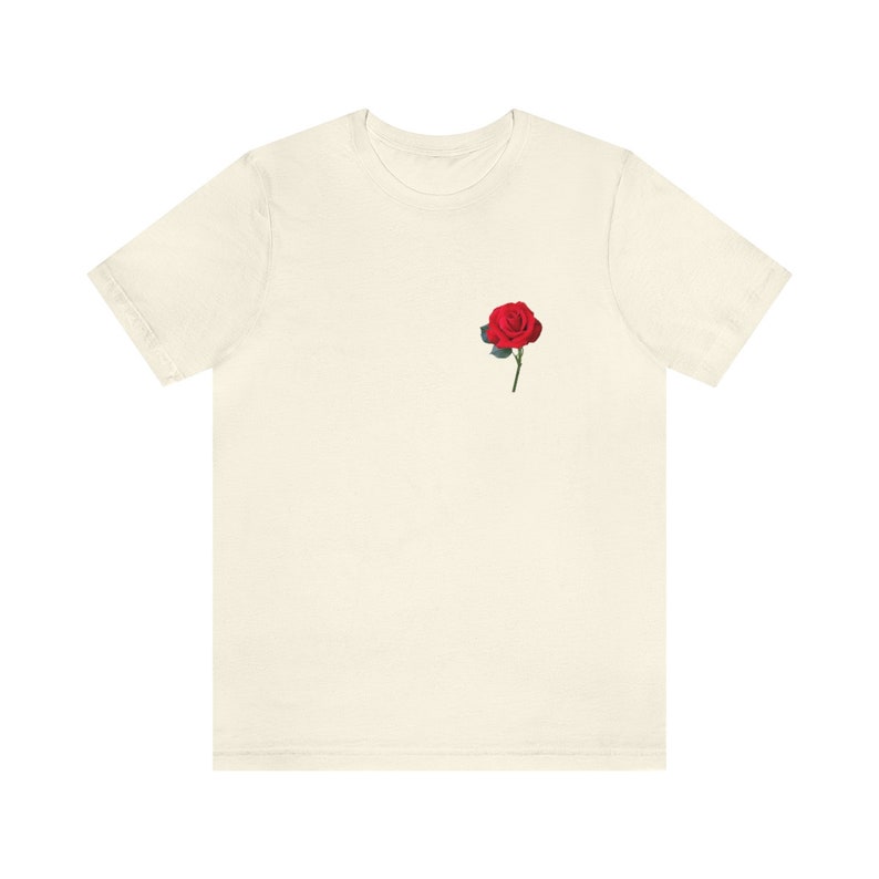Pocket Design Red Rose T Shirt, Gifts for Her, Real Red Rose Tee, Gifts for Flower Lovers, Funny Design Gifts image 3