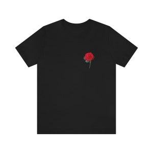 Pocket Design Red Rose T Shirt, Gifts for Her, Real Red Rose Tee, Gifts for Flower Lovers, Funny Design Gifts image 6