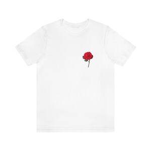 Pocket Design Red Rose T Shirt, Gifts for Her, Real Red Rose Tee, Gifts for Flower Lovers, Funny Design Gifts image 7