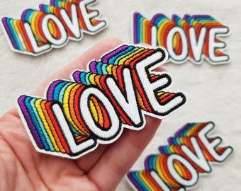 Love Rainbow Embroidery Patch: Iron On Applique