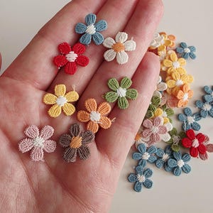 Mini Flower Fabric Patches: Sew-On Appliqués, Set of 12