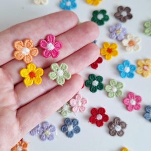 Mini Sew-On Flower Patches: Set of 12 Fabric Floral Appliques