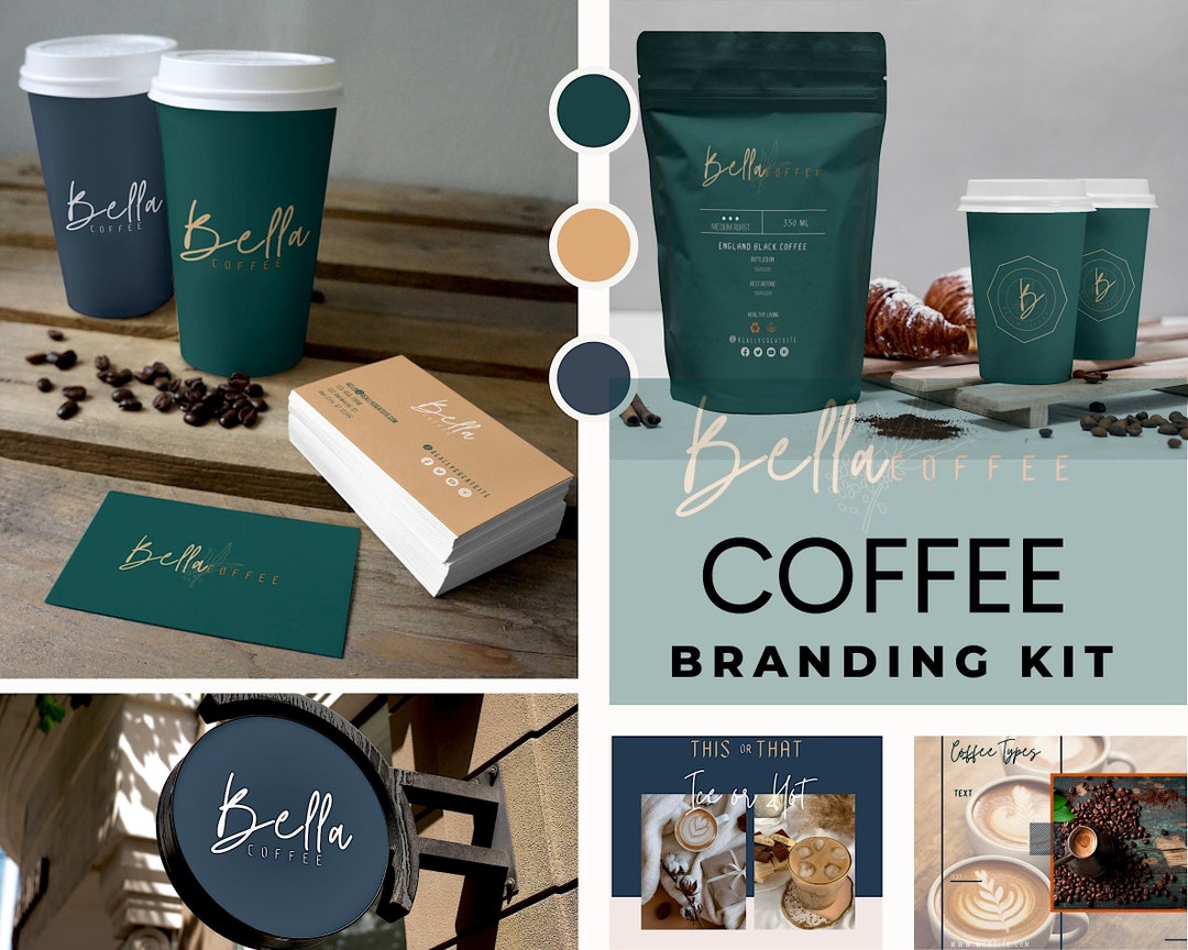 Coffee Business Branding Kit Coffee Shop Marketing Cafe Logo Etsy