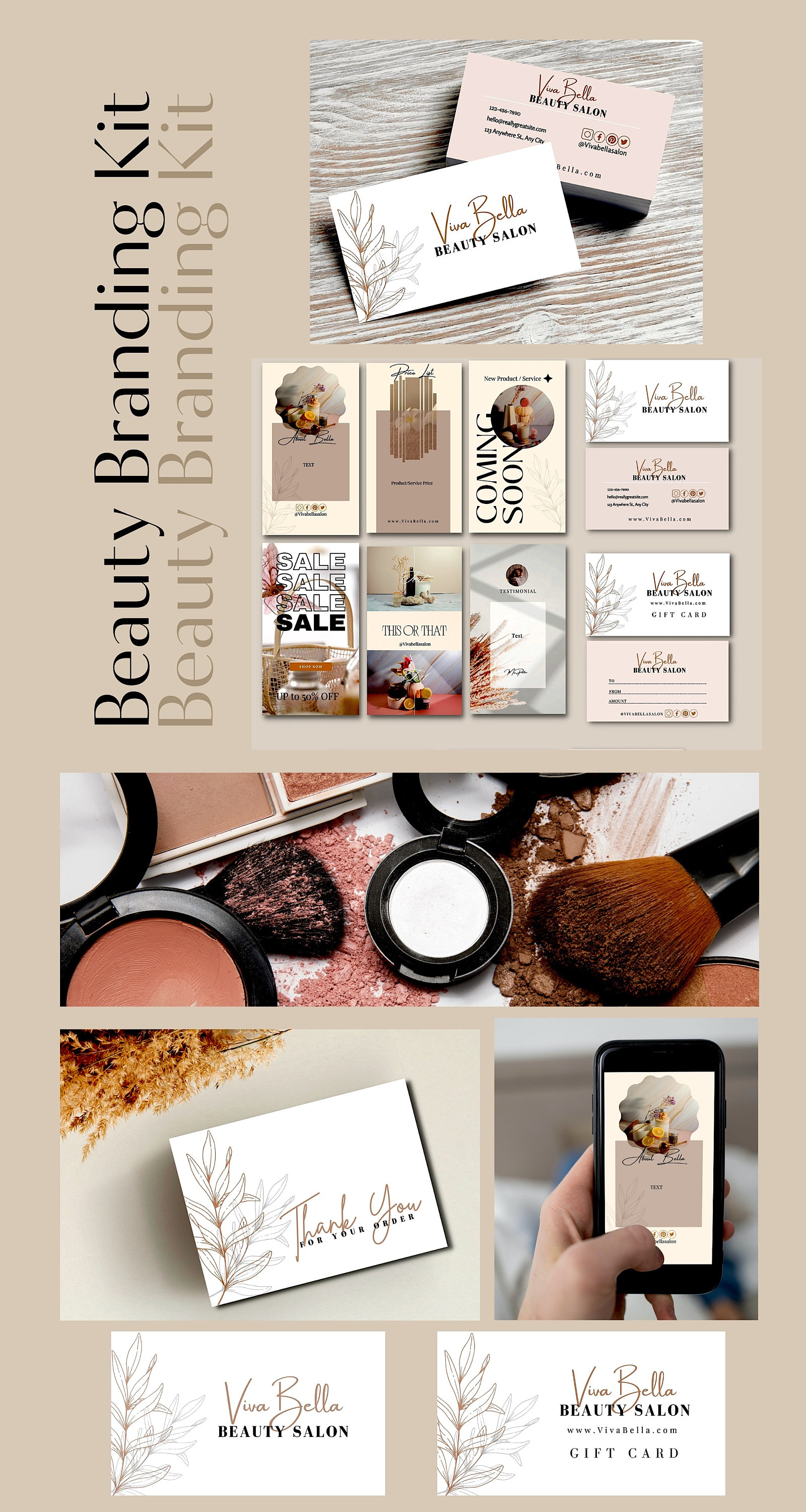 Beauty Business Branding Kit Boho Business Card Template - Etsy