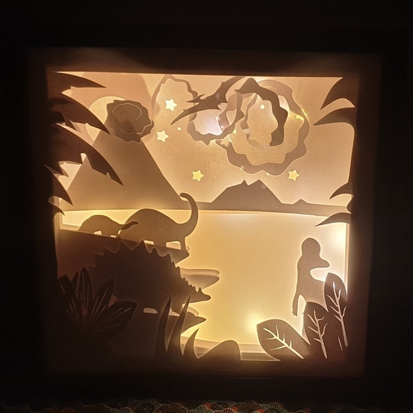 Lampe veilleuse dinosaure, light box dinosaure cadeau dinosaure, décoration chambre enfant, lampe chambre enfant