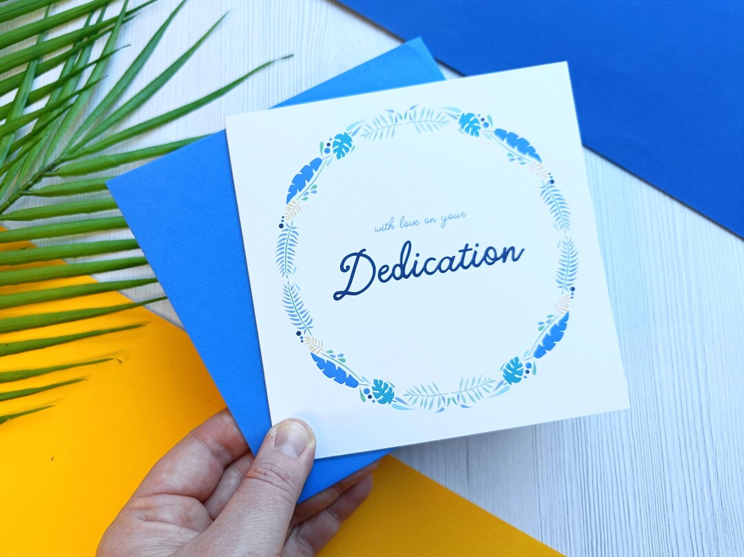 Blue Floral Dedication Card: Christian Keepsake Card - Etsy