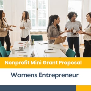May include: A group of women in a meeting discussing a nonprofit mini grant proposal for a women's entrepreneur.