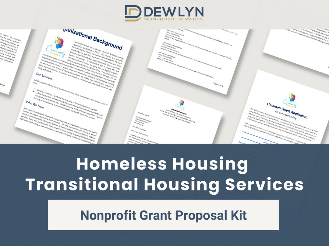 Nonprofit Grant Proposal Kit Homeless Housing transitional Housing