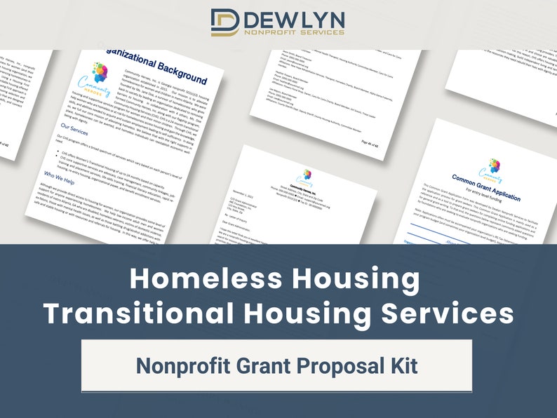 Nonprofit Grant Proposal Kit Homeless Housing transitional Etsy