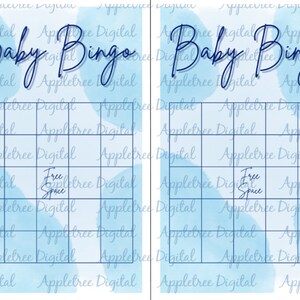 Baby Shower Bingo - Blue mist - Baby Shower Game - Baby BINGO - INSTANT DOWNLOAD