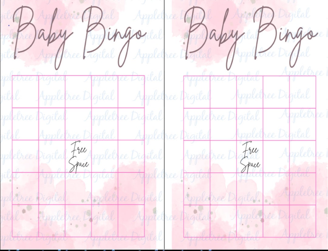 Pink Watercolor Baby Shower Bingo Game (instant Download) - Etsy
