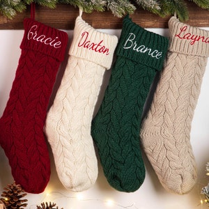 Embroidered Christmas Stockings Monogram Stocking Family Stockings Knit Christmas Stocking Personalized Christmas Stockings Christmas Gift