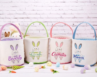 Panier de Pâques personnalisé, seau de Pâques pour enfants avec nom, sac de Pâques monogramme, panier de nom personnalisé, panier de lapin, cadeaux pour enfants garçons filles