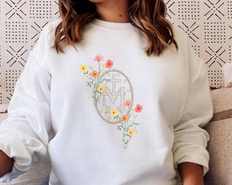 Marian Catholic Sweatshirt, Catholic Sweatshirt Marian Catholic Shirt, Mary T-shirt, Womens Catholic Tee, Catholic T-shirt, Mary Shi