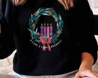 Advent Sweater, Catholic Sweatshirt, Oh Come Emmanuel,  Xmas, Keep Christ in Christmas,  Christian Sweatshirt, Advent