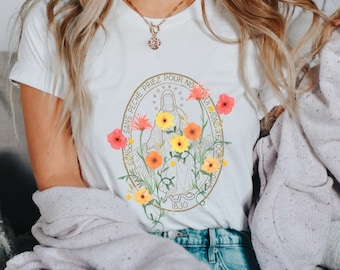 Catholic Mary Miraculous Medal Marian Tee, Catholic Shirt, Catholic Gift, Catholic Tee, Catholic T-shirt, Mary Shirt, Catholic Women Gift