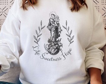 Marian Catholic Sweatshirt, Catholic Sweatshirt Marian Catholic Shirt, Mary T-shirt, Womens Catholic Tee, Catholic T-shirt, Mary Shirt