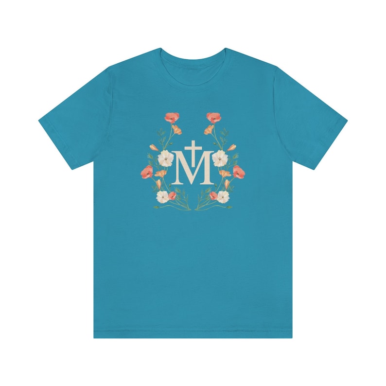 Catholic Tshirt, Catholic Tee, Catholic Gift, Catholic Womens shirt, Catholic shirt, Marian Shirt, Mary Shirt Aqua