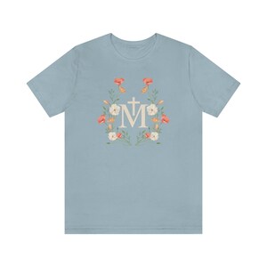 Catholic Tshirt, Catholic Tee, Catholic Gift, Catholic Womens shirt, Catholic shirt, Marian Shirt, Mary Shirt Light Blue