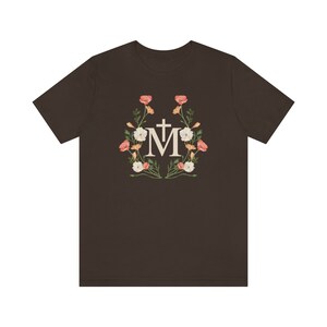 Catholic Tshirt, Catholic Tee, Catholic Gift, Catholic Womens shirt, Catholic shirt, Marian Shirt, Mary Shirt Brown